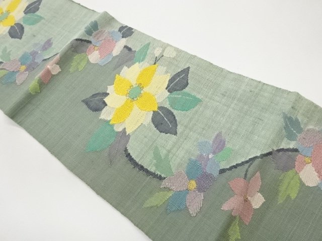 JAPANESE KIMONO / NAGOYA OBI / TSUMUGI / WOVEN FLOWER